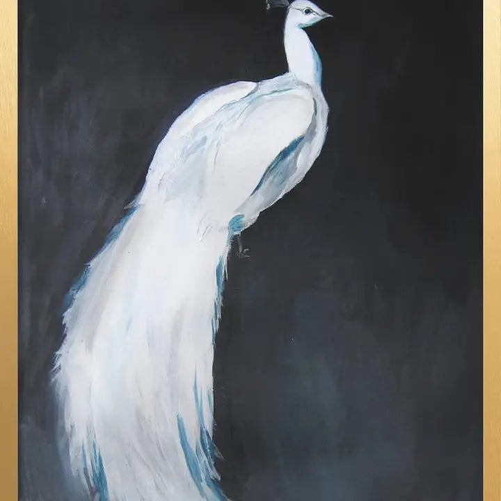 Majestic White Peacock" Framed Print Wall Art