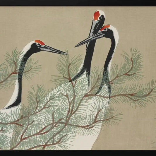 Cranes from Momoyogusa" Framed Print Wall Art