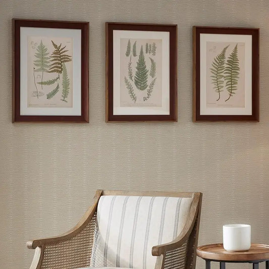 Cottage Ferns 3-Piece Wooden Framed Wall Art Decor
